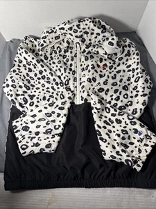 Champion Heritage Girls Black White Leopard Cheetah Jacket Windbreaker Hoody XL - Picture 1 of 5