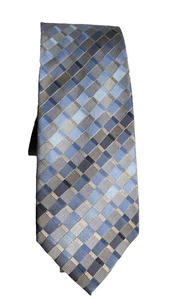 Kenneth Cole Reaction Men's tie 100% Silk,  Blue Gold Shades Jacquard 61x3.25 - Picture 1 of 7