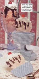 **ICE CREAM SUNDAE COASTER SET*PLASTIC CANVAS PATTERN** - Picture 1 of 1