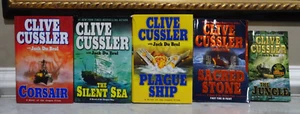 5 Clive Cussler Novels Corsair, Silent Sea, Plague Ship, Sacred Stone, Jungle HC - Imagen 1 de 10