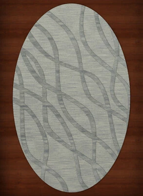 Blue Swirls Waves Lines Stripes Transitional Area Rug Abstract DV10 - Image 1 of 2