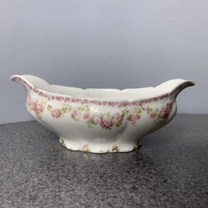 Chas Charles Field Haviland France Porcelain Gravy Sauce Boat Pink Flowers - Picture 1 of 13