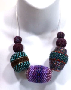 FASHION BEADWORK NECKLACE GLOBES 18" J88CR AZ25 BZ8CR cl88cr - Picture 1 of 23