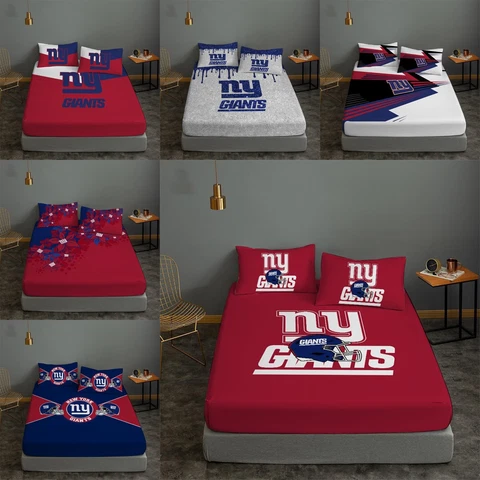 New York Giants Fitted Sheet Lightweight Bed Sheet Pillowcase Set Bedroom Gifts Cover