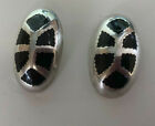 Vintage MEXICO 925 STERLING  Black Onyx Stud Earrings Marked TF - 43