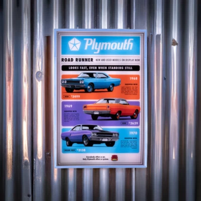Letrero retroiluminado LED Plymouth Road Runner - Luz de garaje Mopar de tránsito rápido Foto 1 de 4