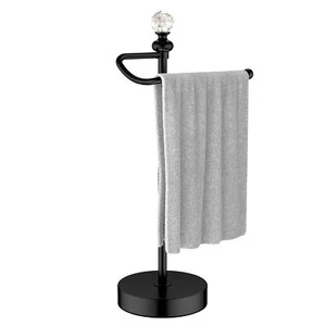 Matte Black Hand Towel Holder Heavy Weighted with Crystal Ball 15.7" for Kitchen - Picture 1 of 6