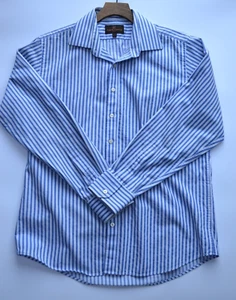Camisa Simon Carter Para Hombre Talla 16.5" Cuello Abotonado Azul Rayas Calce Ajustado 42cm - Imagen 1 de 8