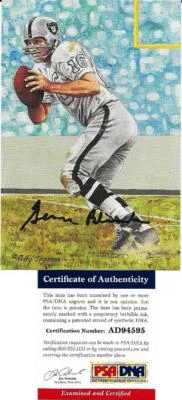 GEORGE BLANDA SIGNED GOAL LINE ART CARD~FOOTBALL HALL OF FAME~HOF AUTO~PSA/DNA - Image 1 of 2