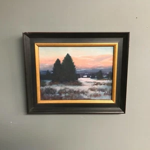 Mark Tougias VT/NY Artist Oil on Canvas Winter Sunset - Picture 1 of 6