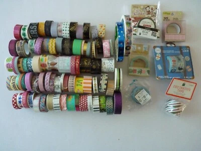 Lote de fitas decorativas para artesanato (90) rolos - Washi - Vários designs e marcas - Imagem 1 de 2