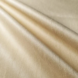 CHAMPAGNE FAUX SILK POLY DUPIONI BRIDAL FABRIC 58" BY THE YARD DRESS DRAPERY - Picture 1 of 4