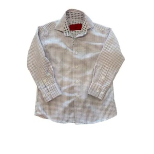 Elie Boys White Check Slim Fit Button Down Dress Shirt Sz Small - Picture 1 of 4