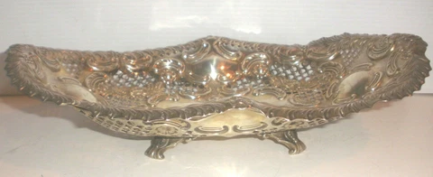 ANTIQUE ENGLISH EDWARDIAN GEORGE HAPE STERLING SILVER BREAD OR FRUIT BASKET 12.5 Cover