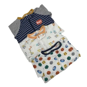 Baby Boy's - 3 Sleepers  in Navy & White with Colorful Designs - Size 0-3 Month - Picture 1 of 9
