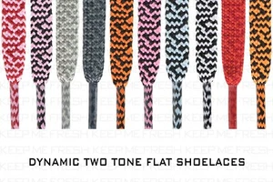 FLAT TWO TONE DYNAMIC SHOELACES FOR NIKE ADIDAS CONVERSE ALL - Picture 1 of 22