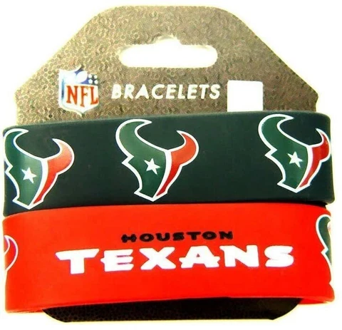 Houston Texans NFL Silicone Rubber Bracelet - 2 PACK - BRAND NEW Cover