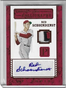 2016 Panini Pantheon Chronicled Calligraphy /10 Red Schoendienst Auto Patch HOF - Picture 1 of 2