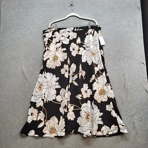 Apt. 9 Women Skirt 2XL Black Floral Side Zip Knee Length NWT - Picture 1 of 9
