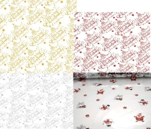 Christmas CELLOPHANE Wrapping Roll 80Cm Wide 5m 10m 20m Gift Flowers Gift - Picture 1 of 10