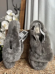 Ugg Sandals UK 6 Fluff Yeah Women's Slide Size EU 39 Grey Slip On - Picture 1 of 8