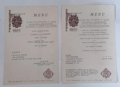 Lot De Deux Menus Club Prosper Montagné - Photo 1/3
