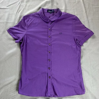 Blusa para mujer Fred Perry púrpura manga corta talla 10 Foto 1 de 4