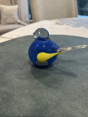 Vintage Hand Blown Clear Glass Bird Paperweight - Sweden - Lindshammar - image 1 of 4