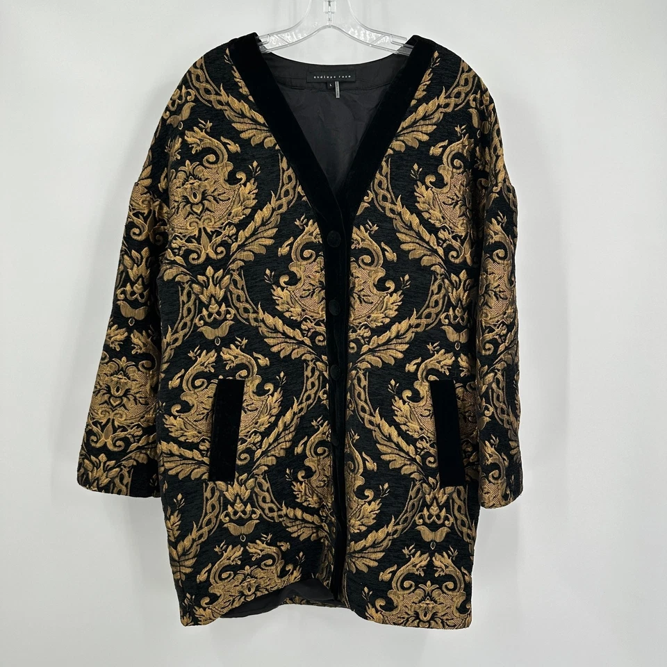 Бесконечная роза женское пальто размер L барокко парчи бархата отделки заявление куртка - Изображение 1 из 4