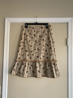 Vintage Studio Soleil Striped Floral Corduroy Skirt Sz.M 90's Y2K Midi Made USA - Image 1 of 4