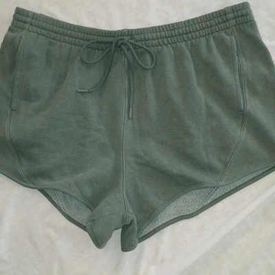 Victoria's Secret Pink Shorts XL Green Varsity Logo Lounge Sweats Dorm Sleep New - Image 1 of 4