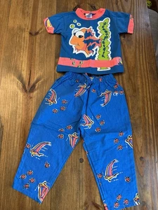 Abito Vintage Ocean Pacific Retro Colore Audace Nuovo Pesce 2T Small 1991 - Foto 1 di 23