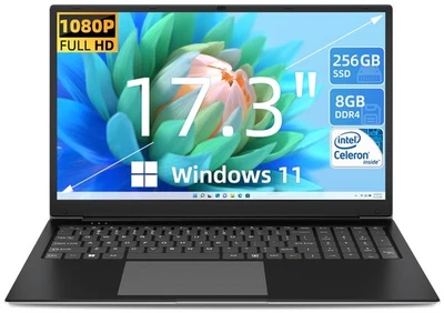 SGIN 17,3 Zoll Laptop 8GB RAM 256GB SSD mit Intel Quad-Core (bis zu 2,8Ghz) - Bild 1 von 4