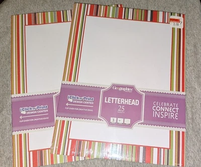 2 Pks Geographics Seasonal Stationery Letterhead Fall Stripes 2x25 Sheets New  - Image 1 of 4