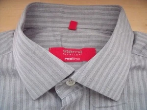 ETERNA REDLINE EXCELLENT Hemd 42 Grau Hellgrau Gestreift Gut #EK089 - Picture 1 of 1