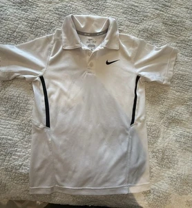 NIKE Dri-fit White Polo Shirt Youth Boys Size Small Nike Tennis - Picture 1 of 5