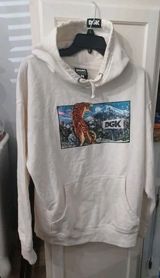DGK Hoodie White With Tiger Graphics Pullover Sweatshirt Size Medium - Image 1 of 4