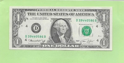 1974 ..UNCIRC  $1  D 3944 0586 B .... 1974 $1  D-B     NICE NOTE    FRN - Image 1 of 2