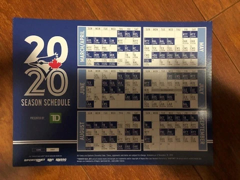 SGA 2020 Toronto Blue Jays Magnet Schedule Cover