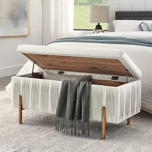 40inch Modern Storage Bench Upholstered End of Bed Footstool Ottoman for Bedroom - Picture 1 of 23