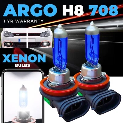H8 Xenon White 708 Hid Fog Light Bulbs PGJ19-1 35w 12v - 2x Bulbs - NEW - Image 1 of 3
