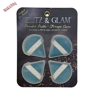 Glitz and Glam Strass Blu Triangolo Polvere Puffs con Custodie TikTok 4 Spugne - Foto 1 di 4