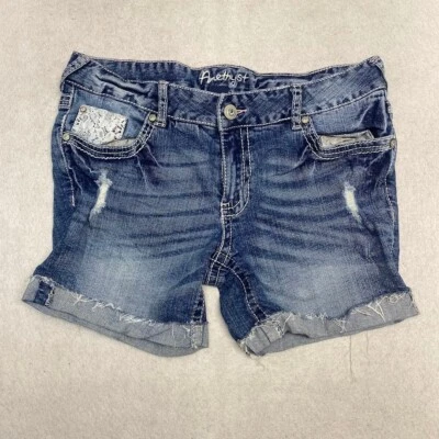 Pantalones Cortos de Jean Amethyst Jeans Lavado Medio Desgastados Corte Para Mujer Talla 11 Foto 1 de 4