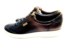 Ecco Soft 7 Style Sneakers Men 13 Marine Blue Leather Comfortable Free Shipping - Picture 1 of 9