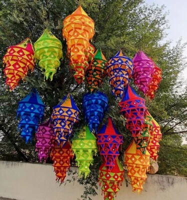 10 peças de abajures suspensos feitos à mão lâmpadas dobráveis luzes lanternas para casa presentes - Imagem 1 de 4