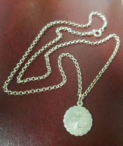 Georg Jensen Double Sided Solid Silver St Christopher Pendant Belcher Necklace