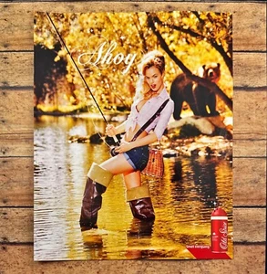 2007 Old Spice Body Spray Print Ad Pretty Girl Fly Fishing Bear Man Cave - Picture 1 of 6