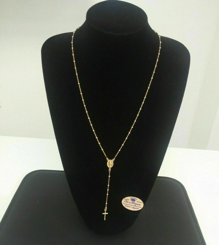 COLLANA ROSARIO PENDENTE IN ARGENTO 925 PLACCATA ORO - Immagine 1 di 1