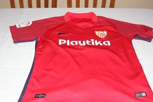 CAMISETA DEL SEVILLA FC DE MARCA NIKE TALLA L PUBLICIDAD PLAYTIKA Nº 21 PROMES - Picture 1 of 4
