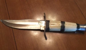 CHIPAWAY CUTLERY 6.25" FIXED BLADE KNIFE 5" WHITE BONE HANDLE BLK SPACERS - Picture 1 of 10